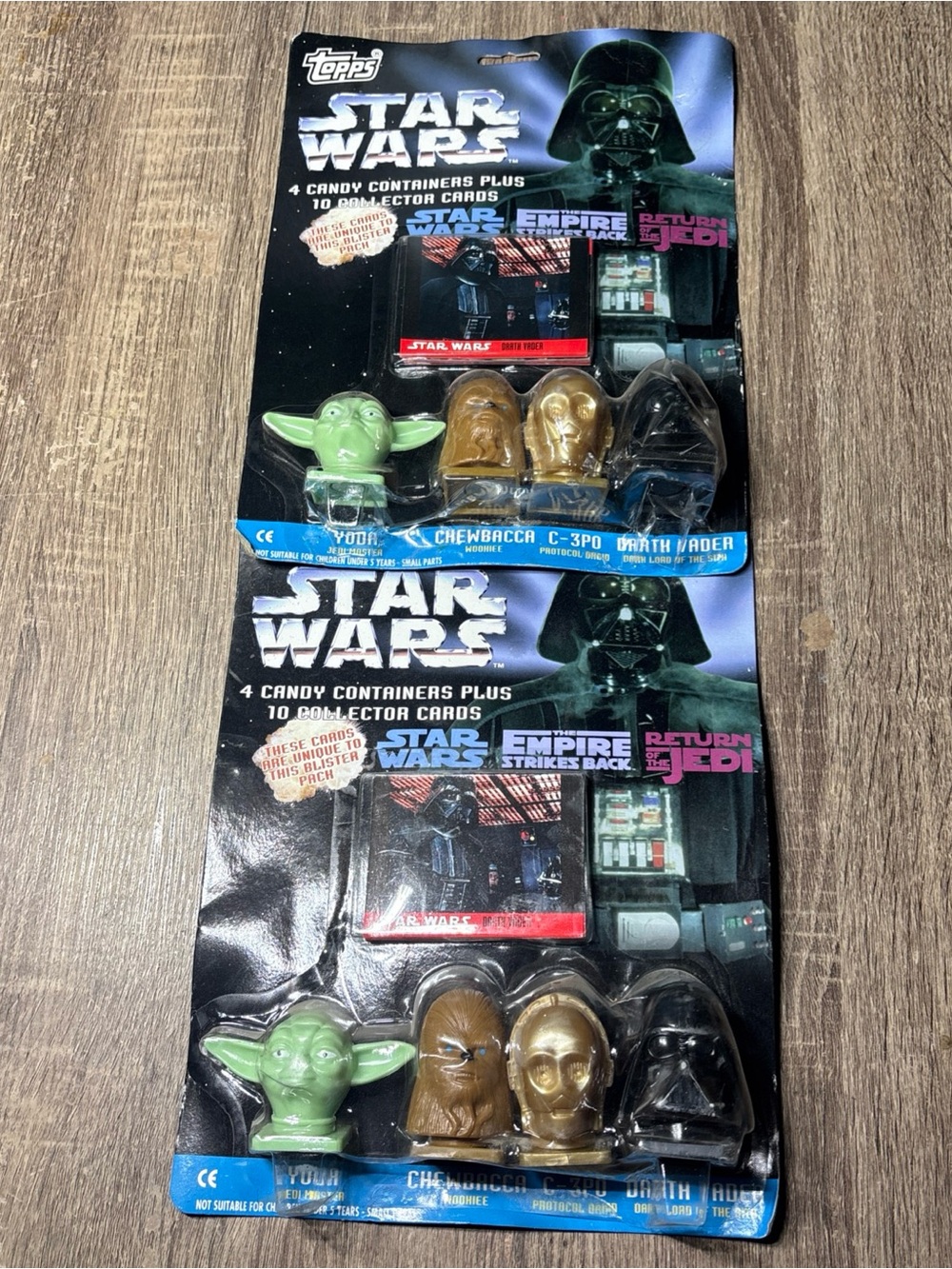 2 STAR WARS 1995 Vintage Topps Candy Containers + Rare Trading Cards! Brand New!